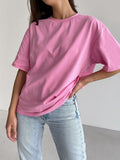Fongt Cotton Collar Solid Color T-Shirt Girl 2025 Spring And Summer New Hot Cotton Short-Sleeved Top