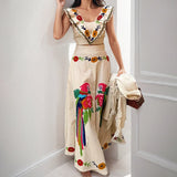 Fongt Women's Clothing 2025 Spring New Ins Print Lotus Leaf Side Dress Half Dress Fashion Set