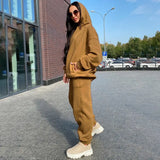 Autumn Women Hoodies And Sweatpants White Tracksuits Female Two Piece Solid Color Pullovers Jacket Lounge Wear Casual
