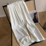 Fongt Cotton-Skin Broad Leg Trousers Women's Summer Thin Thins And Gentle And Comfortable Loose Waist-On-Loose Straight Trousers