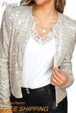 Fashion Ultrashort Sequins Jacket Women Small Coat Spring Autumn Thin Cardigan Top Lady Streetwear Outerwear Casual