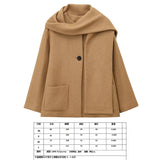 Fongt Women's Autumn New Asymmetric Scarf Short Loose Knit Coat
