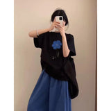 Fongt Languid Feeling To Wear A Woman's 2025 Summer Printed Short-Sleeved Collar Top Loose Pear-Shaped Body Trousers