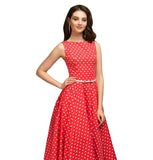 Dress Sleeveless O-neck Vestidos Women Elegant Thin Dot Printing Mid-Calf Casual Dress Female 2023 Summer New-Outfit