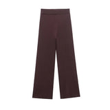 Fongt Asymmetrical V-Necked Collar Sweater High-Waisted Trousers Casual Knitting Set 2025 Spring Girl