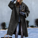 Women's Warm Coat Long Sleeved Lapel Jackets Elegant Temperament Winter Coat Warm Loose Printed Pockets Women's Clothes