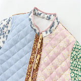 Fongt Autumn And Winter New Women's Clothing Collar Printing Cotton Loose Casual Splicing Cotton Jacket