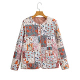 Fongt Women's Explosive Color Printing Cotton Coat Fashion Loose Leisure