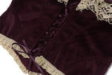 Purple Velvet Corset Crop Top And Mini Skirt Set-Outfit