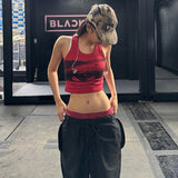 Fongt Women's 2025 Summer New Jennie With The Same Hottie Printed Vest High-Waisted Straight Casual Pants