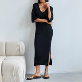 Fongt Ribbed Knitting On Both Sides Of The Short-Sleeved Skirt YF2377-Outfit