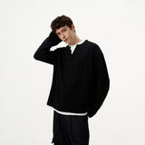 Fongt Wears Two Long-Sleeved T-Shirts For Men And Women Loosely Lazy Wind Oversize Design Sense Simple Top