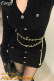 Solid Vintage Knitted Dress Women Patchwork Y2k Party Mini Dress Female Casual Korean Fashion Designer Sweater Dress