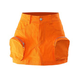 Fongt New Locomotive Three-Dimensional Pocket Personality Skirt Short Skirt 5 Color Optional 1651