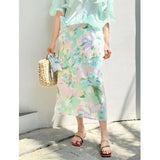 Fongt Folds 2025 Spring And Summer New High-End Slimy Skirt Design Dopamine Broken Flower Wrinkles Half Skirt