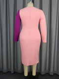 Fongt Collidered Rose Dress Party Banquet V-Neck Long Sleeve Mid-Sleeves Evening Dresses