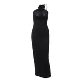 Fongt Women's Wear 2023 Summer New Sexy Show Back One Shoulder Pleated Slim Temperament Dress