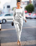 for women two piece set knitted sweater long sleeve pants 2 piece set for women two pieces sets women's suits 1028-1-Outfit