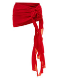 Solid-Colored Hollow-Piece Swimsuit Short Dress Two Sets Of Women 2025 New 3D
