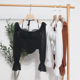 Fongt Girls Shoulder-Mounted Neck With Long-Sleeved Chindal Wooden Ear-Deared Shirt Short With Chest Cushion Top 8873