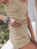 Knit Vest Sets 2023 Summer Women Fashion Solid Classic Tank Top With Shorts Outfits Home Vintage 2 Piece Sets Femme-Outfit