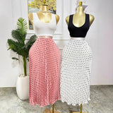 Fongt Fashion Folding Wave Half-Dress French Sweet High-Waisted A-Shaped Skirt Mid-Long Folds Skirt