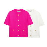 Fongt New Round Collar Button Temperament Gentle Short-Sleeved Coat 6427101