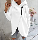 Fongt Hooded Sports Plus Velvet Tunic Casual Long-Sleeved Zipper Coat Women's Plus-Size Solid Color Coat