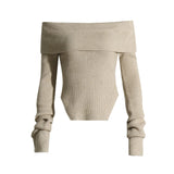 Fongt Lazy Top Dress 2025 Autumn New Fashion Niche Irregular Shoulder Knitted Sweater Woman