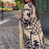 New Casual Printed Shirt 5XL Dress Loose Button Long Sleeve Elegant Vintage Bohemian Dress-Outfit