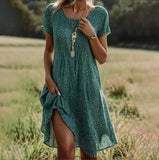 Fongt Hot Selling Literary And Art National Wind Round Collar Long Dress