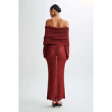 Fongt Color Beach Holiday Dress Knitted One-Word Long Dress Hooded Summer Women's Long Sleeve