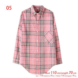 New Arrival Women Vintage Plaid Oversized Blouse Lantern Sleeve Turn Down Collar Autumn Shirts Button Up Casual Tops