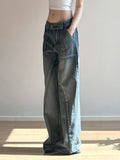 Fongt Street Women's Clothing Basic Washing Split Low-Rise Loose Jeans Babes Personality Thin Casual Trousers
