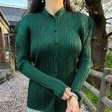 Fongt Folded Autumn New Solid Color Chinese Buckle Coat Shirt Daily Fashion Good Dress Women
