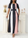 Fongt Women's Clothing New Temperament Fashion Fashion Dress Short Sleeve Long Skirt