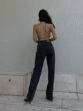 Bodysuit Women Black Top Tie Up Bodysuit Summer Streetwear Clothes Party Sexy Outfits Sleeveless Overalls Blackless