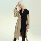Fongt Autumn And Winter British Style Retro Sense Splicing Color Asymmetrical Personality Windsuit Suit Jacket Female 1247