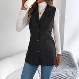 Fongt Autumn And Winter Leisure Single Buckle Suit Neck Lint Vest Coat Women's Clothing