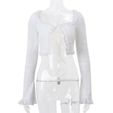 White Ruffle Cardigan Top And Mini Tiered Skirt Set-Outfit