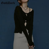 Dark Mall Gothic Harajuku T-Shirts Punk egirl Aesthetic Alternative Clothing Women Crop Tops Casual Long Sleeve