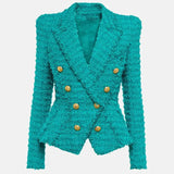 QUALITY Newest 2023 F/W Designer Jacket Women's Slim Fit Tassel Fringed Tweed