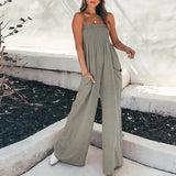 Fongt New Women's Solid Color Slings Folding Casual Temperament Commuting Jumpsuit