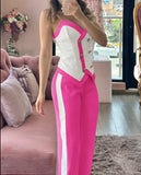 Fongt Fashion Double Buckle Sueding Set Women's Suit