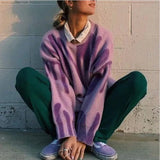 Stripes Knitting Women's Pullovers Sweater Drop Shoulder Long Sleeve Loose Sweaters 2021 Autumn Winter Lady Fashion