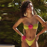 summer new women's clothing three-dimensional flower decoration camisole sexy briefs bikini Brazilian swimsuit suit-Outfit