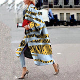Fongt Spring And Autumn Wishebay Long Horn Sleeve Coat Print Loose Wind Coat