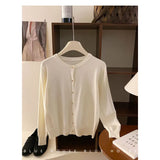Fongt Style Gentle Retro Small Gold Button Net Version Long-Sleeved Knitted Shirt Women Autumn Collar Soft Glutinous Sweater
