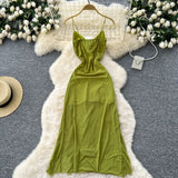 Fongt Fan Design Careful Machine Kinry Sling Dress Woman 2025 Summer Folds To Receive Irregular Dress