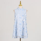 Fongt Sweet Style Dress Women 2025 Spring And Summer New Fresh Pearl Flowers Splicing Design Short